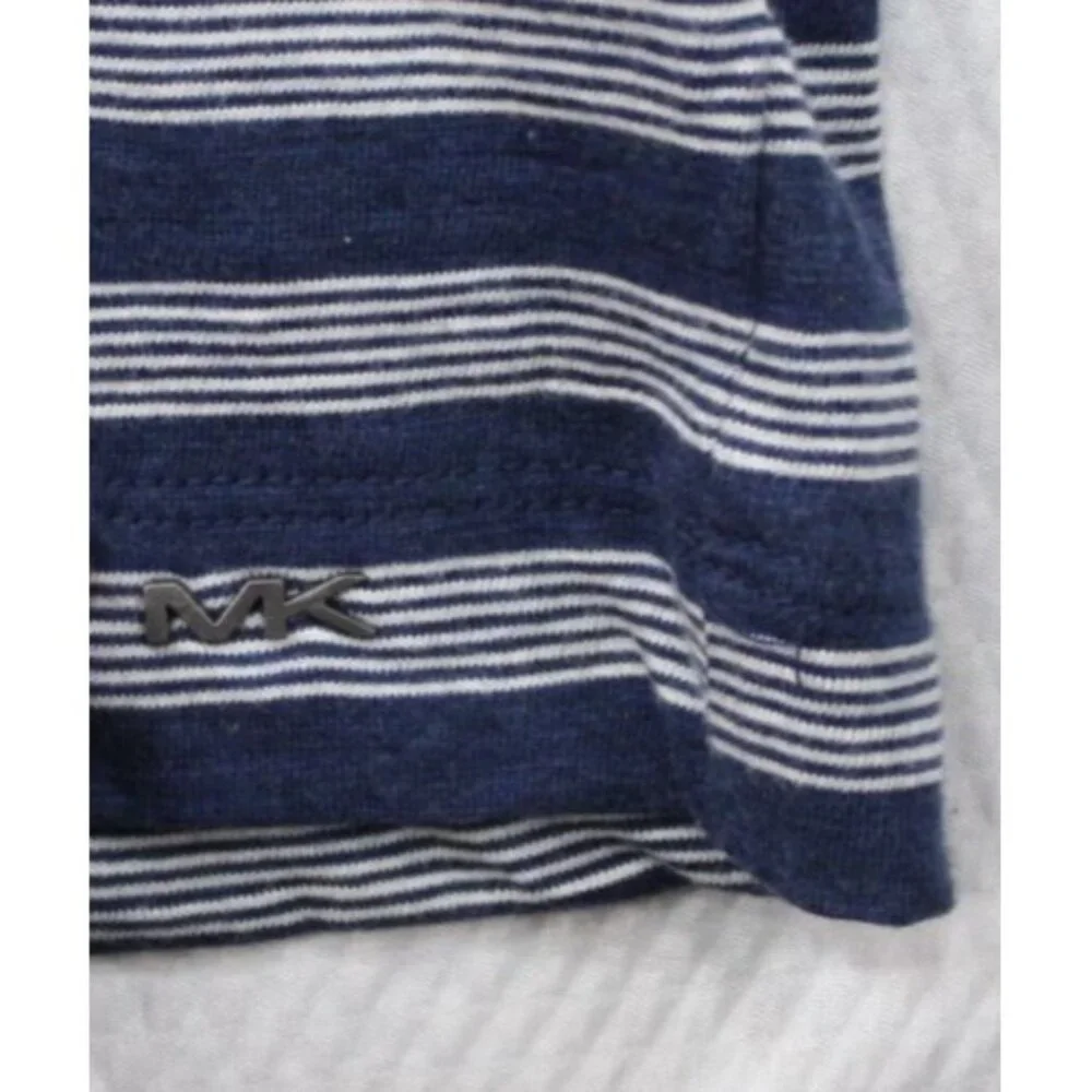 NWT Michael Kors Mens Striped Polo Shirt Large Midnight Blue‎ Cotton